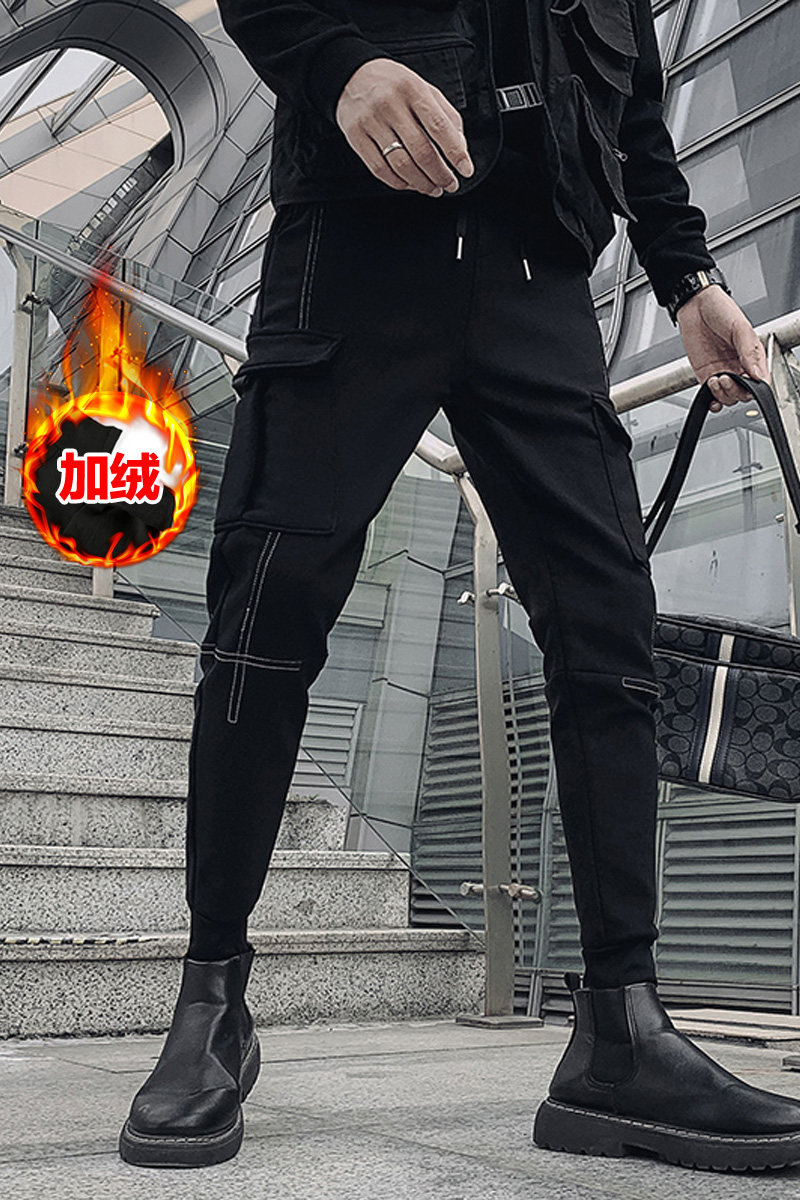 2025秋冬款休闲长裤男修身小脚百搭束脚工装裤1001AH01P48加绒P58,男装工装外套,星座1001