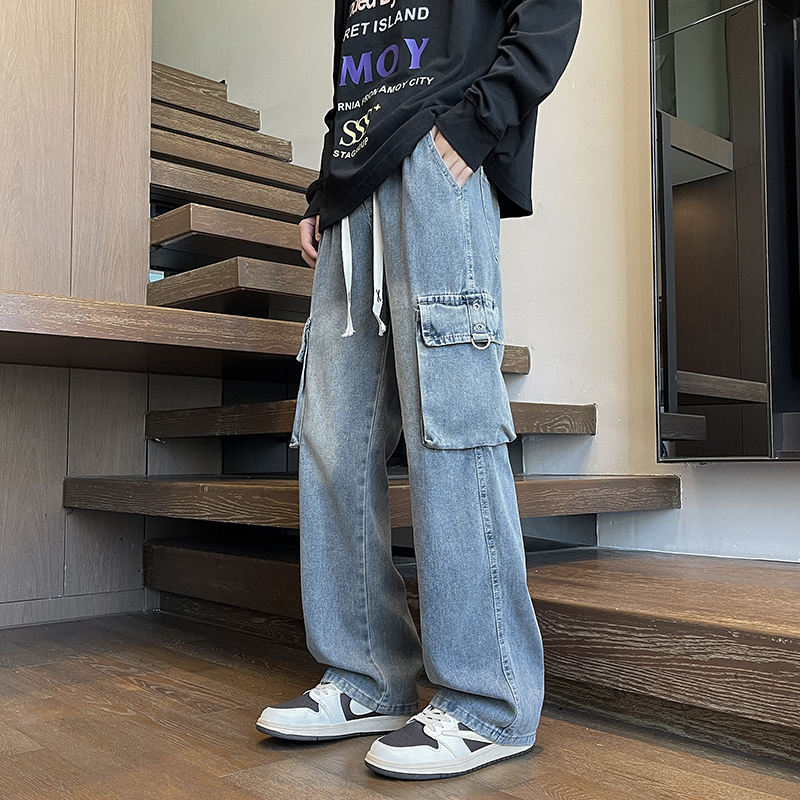 2025秋季新款牛仔裤男直筒宽松高级感弯刀裤工装裤1001GF03P58，男装牛仔裤，星座1001