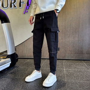 2026春季新款束脚休闲长裤男修身小脚拼接工装裤子1001B239P48图片