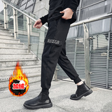 冬季加绒加厚保暖休闲裤男潮牌修身束脚休闲工装裤1001B129P5，男装棉衣，星座1001