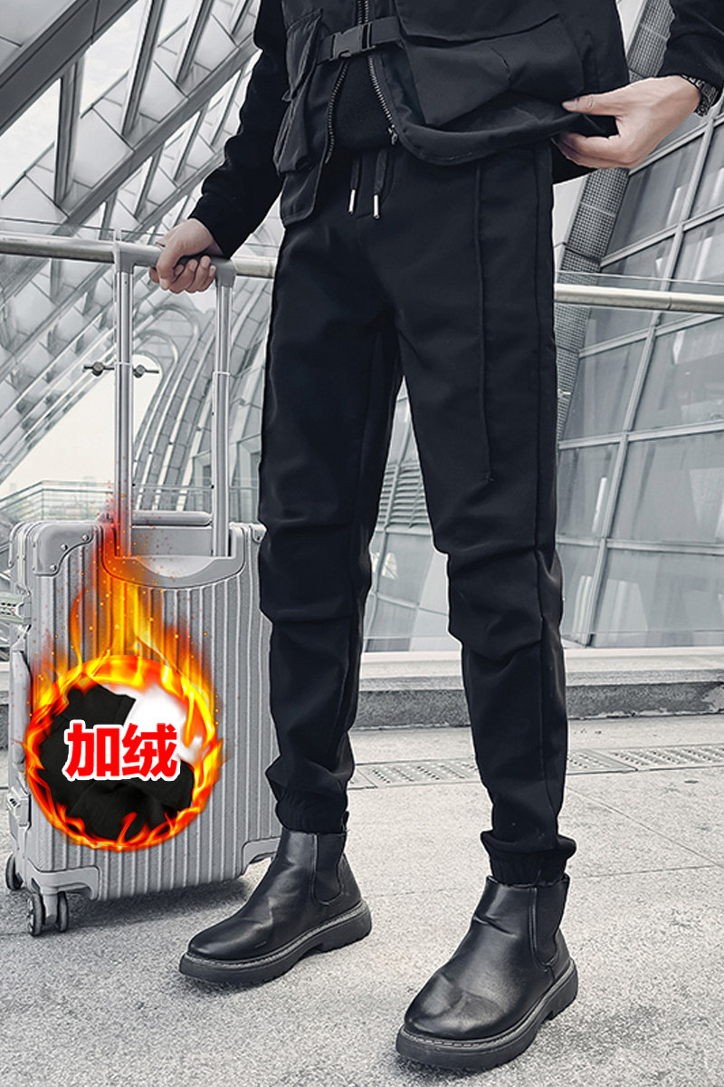 冬季加厚加绒休闲裤男长裤修身小脚束脚裤痞帅工装裤1001B141P55,男装工装外套,星座1001