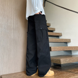 2025秋冬新款直筒宽松休闲裤个性拼接阔腿拖地工装裤1001GF16P58，男装工装外套，星座1001