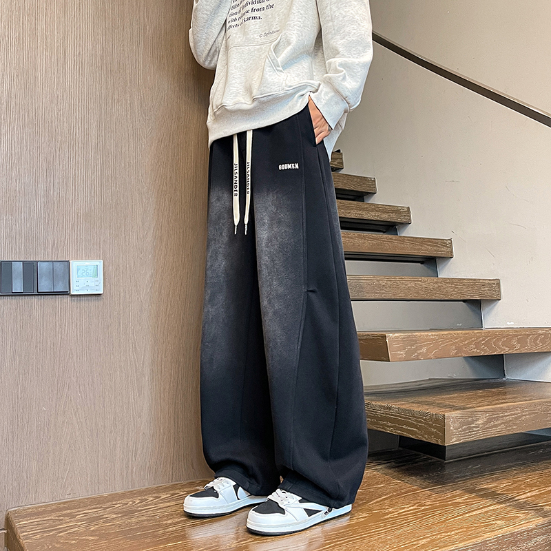 2025秋冬加厚卫裤男士直筒宽松休闲拼接运动裤阔腿裤1001GF28P68，男装休闲裤，星座1001