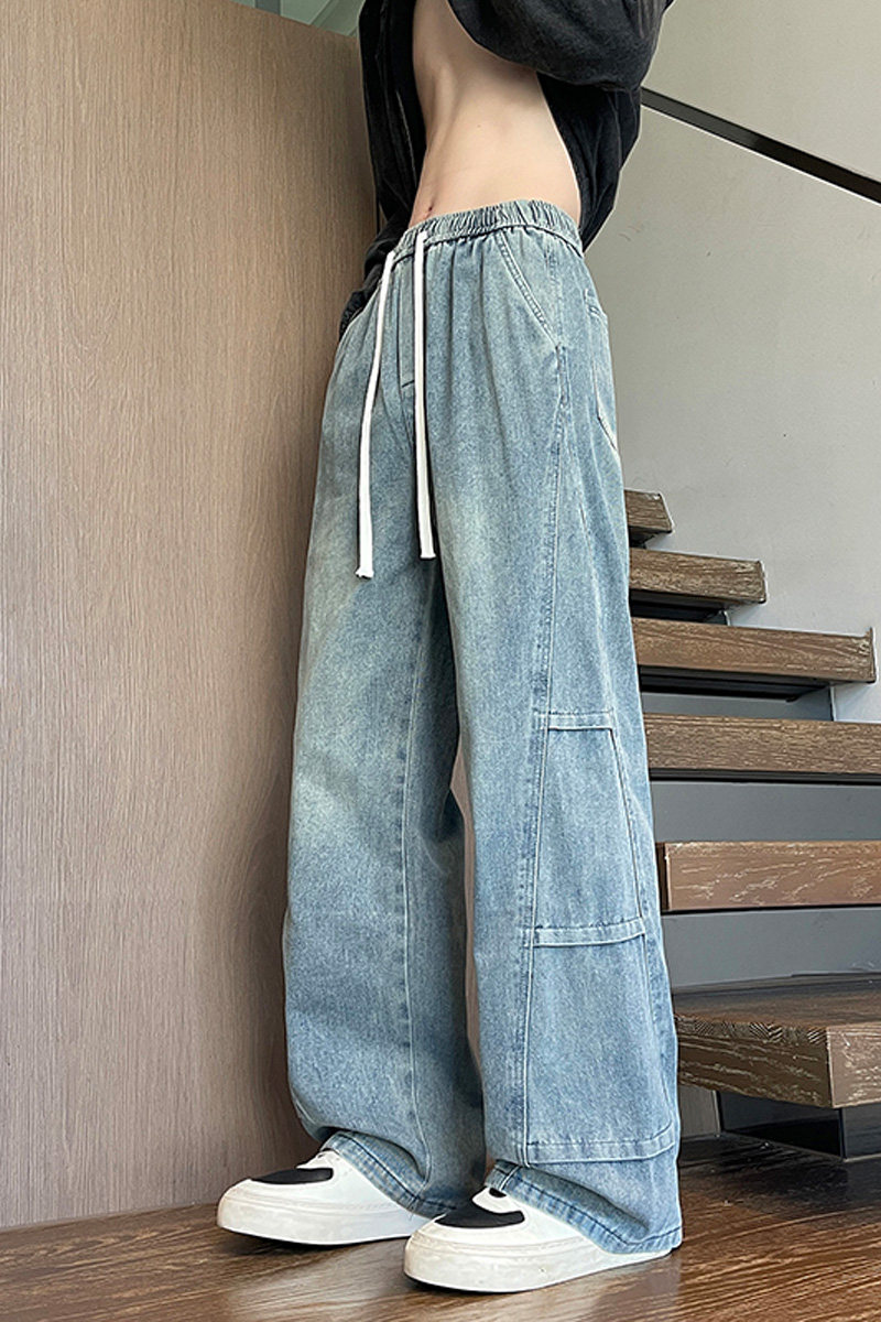 2025秋冬新款牛仔裤男直筒宽松高级感弯刀裤拼接款1001GF06P58,男装牛仔裤,星座1001