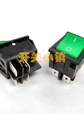 台湾RLEIL进口船型开关 KCD4 4脚2档电源开关 绿灯 银触点 RL2-3