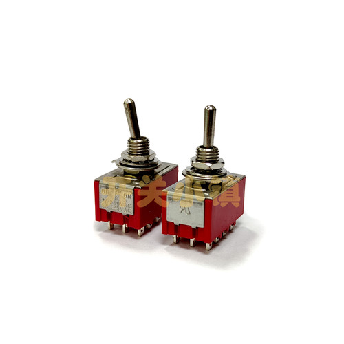 MTS-403钮子开关 12脚3档红色摇头开关 4组3档 开孔6MM 5A 2A