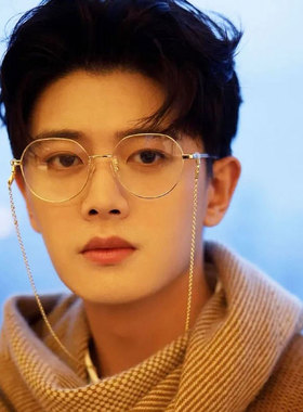 任嘉伦同款防蓝光眼镜时尚玫瑰金近视潮男复古黑色装饰金丝平光镜