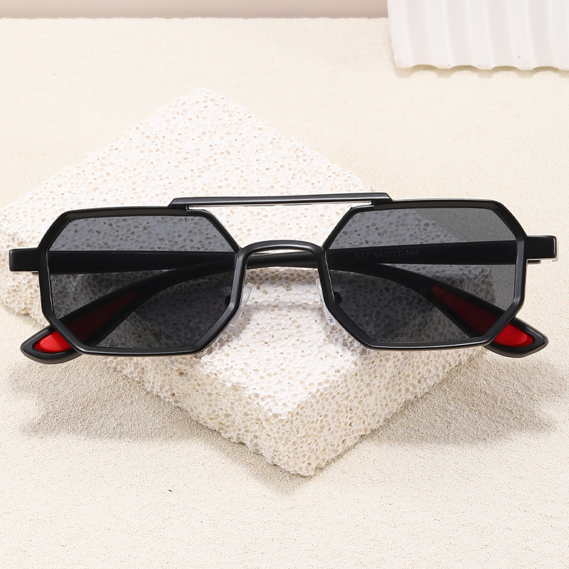 新款金属双梁太阳镜时尚商务男户外防紫外线墨镜个性小框太阳眼镜