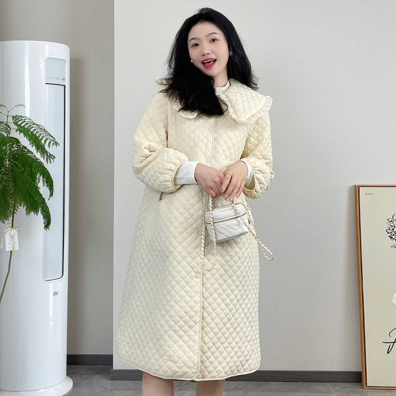 출산 착용 가을 겨울 새로운 패션 두꺼운 면 코트 느슨한 대형 슬림 롱 면 재킷 따뜻하고 다용도