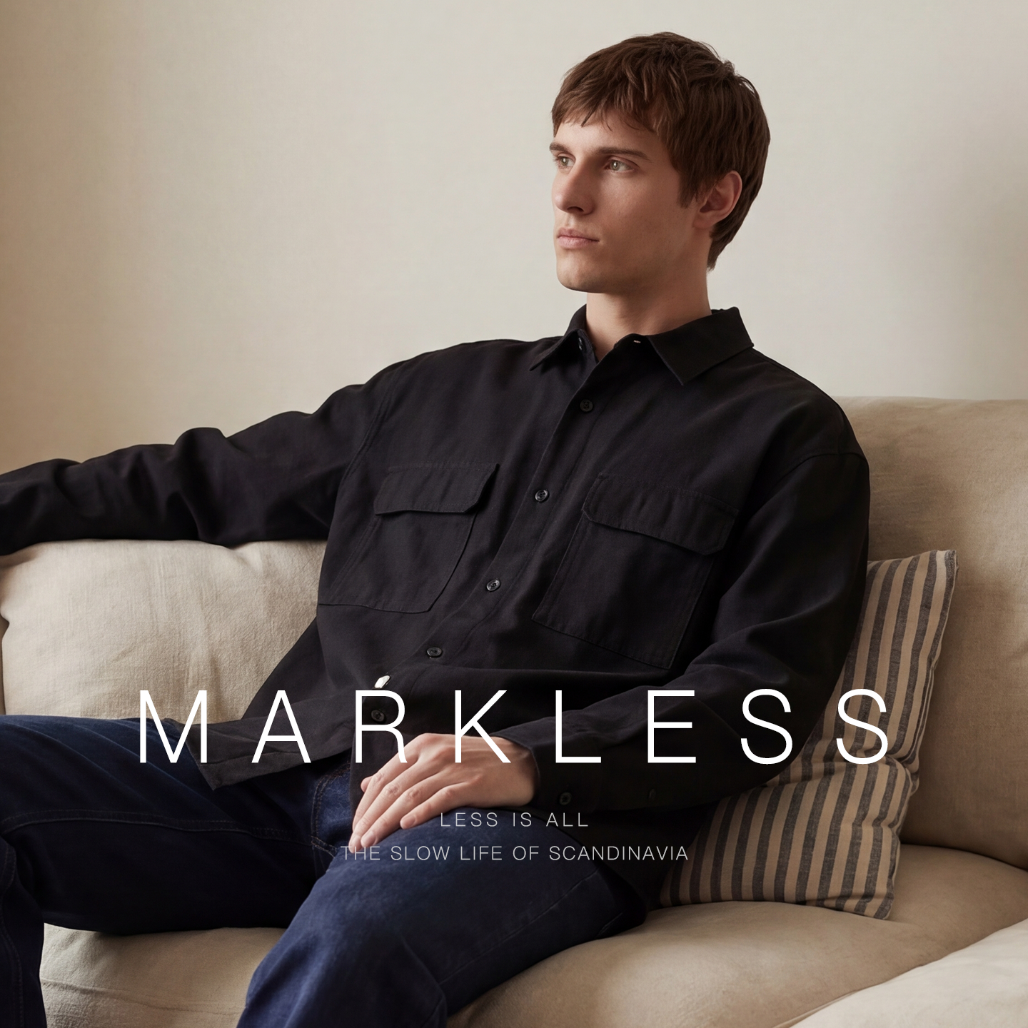 Markless100%纯棉重磅衬衫男 春款肌理感酵素洗休闲男士衬衣长袖