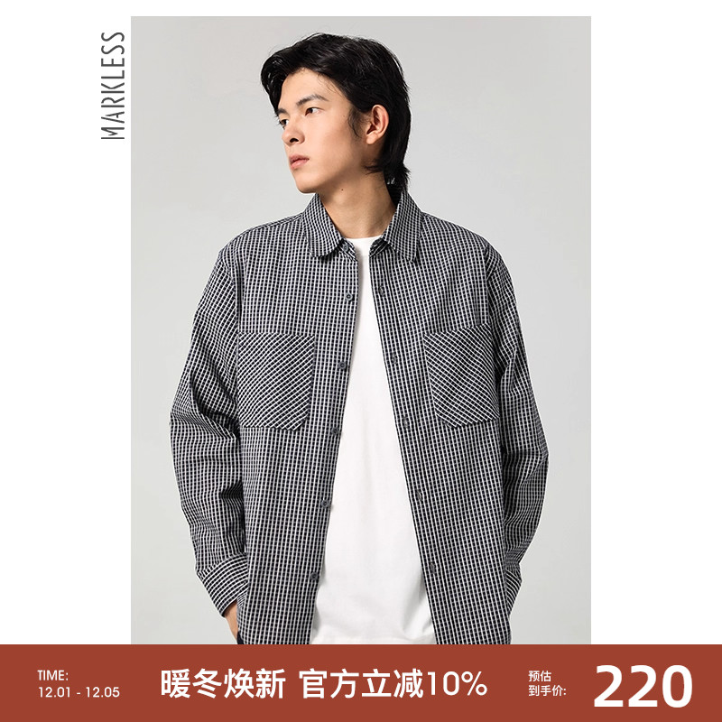Markless棋格衬衫长袖男女同款