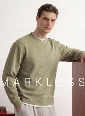 Markless假两件长袖卫衣男士2026春季新款宽松圆领打底衫内搭男装