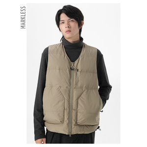 Markless90鸭绒羽绒背心马甲男款冬季男士羽绒服2023秋冬新款外穿