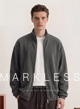 Markless新款休闲外套开衫拉链男士卫衣2026春季复古宽松立领上衣