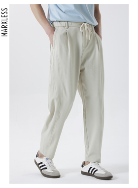 Markless四面弹通勤裤男士休闲裤 新款秋季打褶直筒裤长裤男