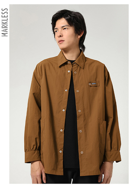 Markless男士夹克长袖轻户外高级感秋季新款潮男宽松休闲黑色外套