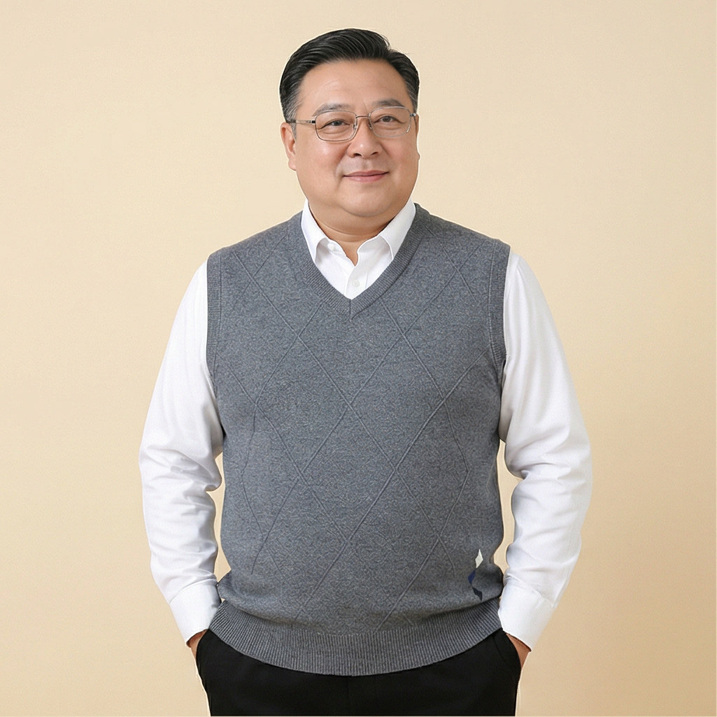 中老年人加肥加大码V领毛线背心男特大码宽松保暖套头马甲送爷爷