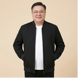 中年人男款宽松大码春秋款夹克男肥佬胖子爸爸都市休闲外套200斤