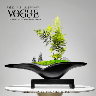 迎客松会所新中式茶室禅意盆景