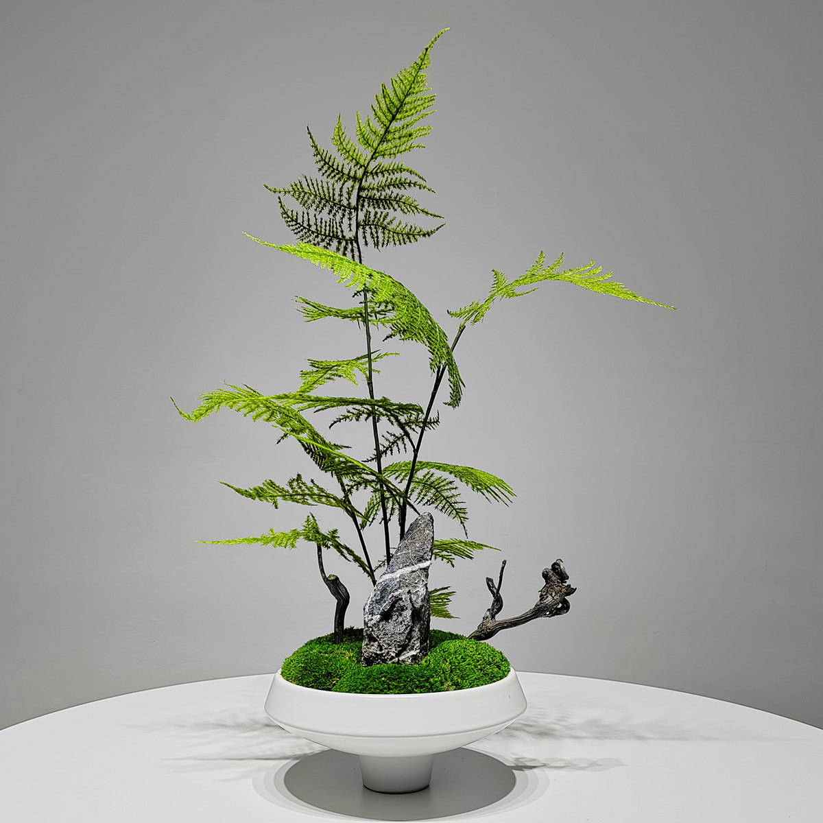 书房干文竹新中式禅意茶几花艺