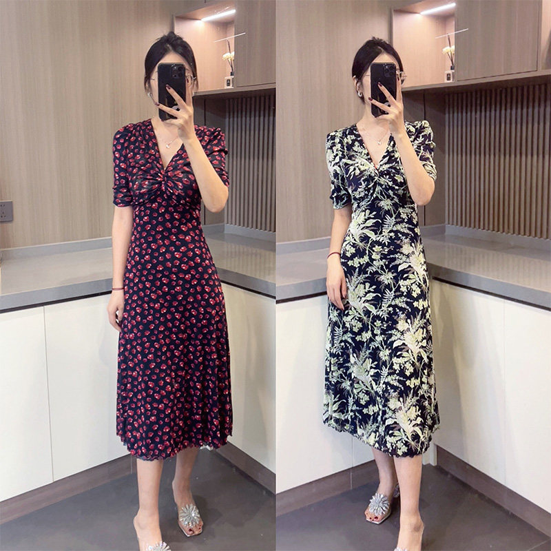 【女人丝界】双面穿进口弹力网纱青墨绿野仙踪/粉波点玫瑰连衣裙