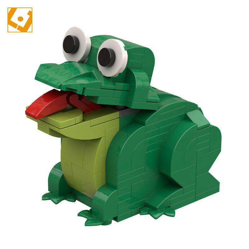 乐聚岛moc 吐舌头的小青蛙 可动拼装积木玩具动物模型 jk大神作品