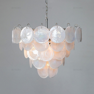 Murano穆拉诺57白色圆盘玻璃法式中古卧室客厅吊灯