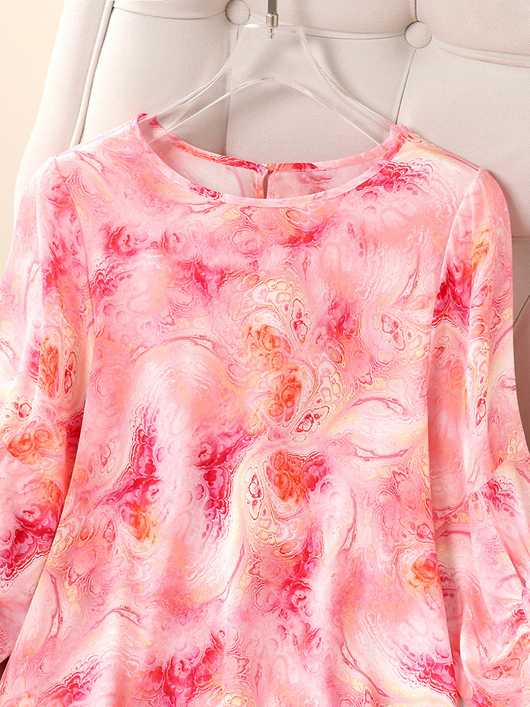 WOMENS SINGLE-LAYER SILK SHIRT IS NOT TRANSPARENT THIN AND FASHIONABLE IN SUMMER LOOSE MULBERRY SILK FAT MM VERSATILE TOPS