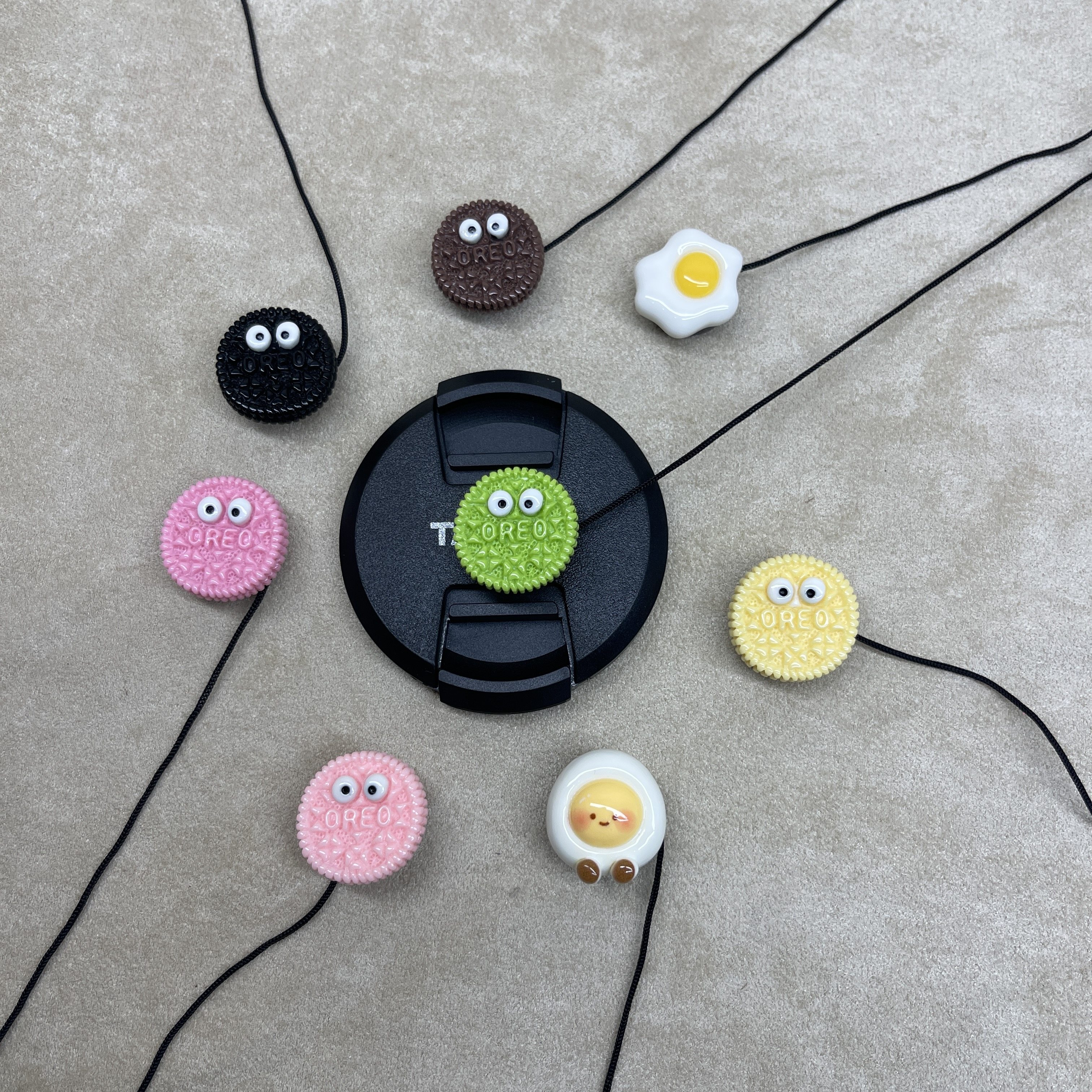 适用于富士索尼佳能尼康单反镜头盖防丢绳微单相机卡通可爱防丢绳