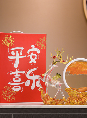 新中式平安扣招财鹿摆件客厅电视柜办公室酒柜装饰品乔迁新居礼物