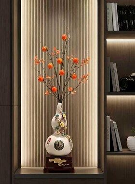新中式五福临门招财葫芦花瓶摆件客厅玄关办公室开业新居装饰礼品