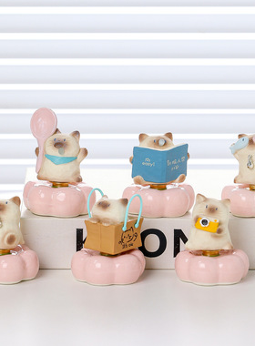 小陪伴转转盲盒摆件新款送同事生日礼物网红爆款创意卡通小猫装饰