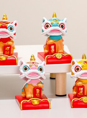 创意卡通国潮醒狮懒人支架家居摆件可爱平板支撑手机支架桌面装饰