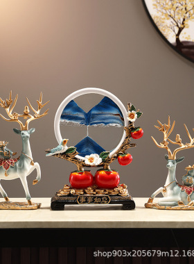 新中式乔迁礼物创意电视柜事事如意柿子摆件客厅酒柜玄关装饰