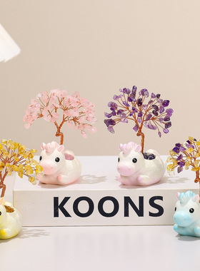 小马摆件水晶树办公室礼物新款教师节礼物新年礼品国潮马年吉祥物