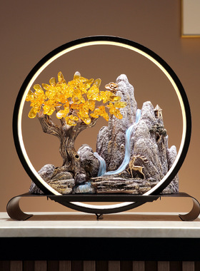 新中式高山流水家居摆件客厅玄关书房茶几电视柜装饰乔迁新居礼物