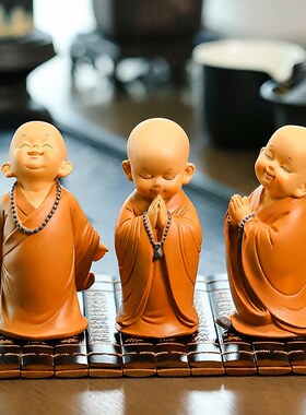 小摆件禅意和尚家居摆件客厅茶桌玩偶卡通公仔治愈系解压佛系沙弥