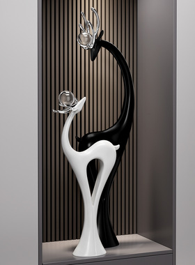 入户玄关鹿摆件客厅轻奢高档壁龛电视柜竖高装饰搬家乔迁新居礼物