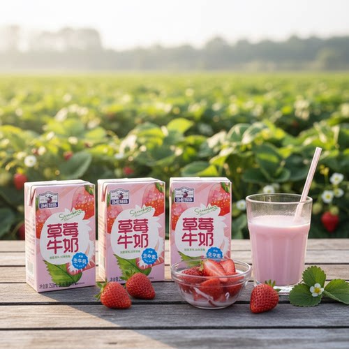 汤臣牧场牛奶哈密瓜味草莓味巧克力味香蕉味250毫升12盒