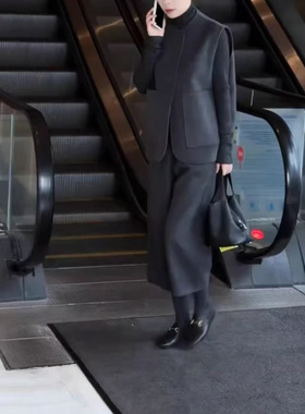 25987新大爱美依缘2026秋冬新款纯色时尚马甲套装阔腿裤两件套女