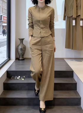 82607新大爱美依缘2026早春新款时尚简约气质长袖上衣阔腿裤女潮