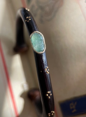 原创西藏高原深山老鸡血藤镶嵌缅甸A货手镯