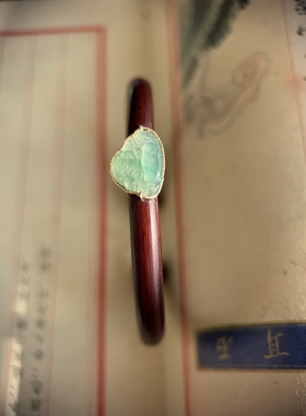 鸡血藤手镯镶嵌A货冰种小佛公