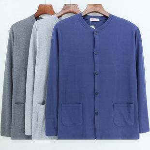 特大号纯棉开衫男老年人加肥大码棉毛衫爸爸家居服春秋上衣220斤