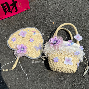 花朵蕾丝草编包夏日海边度假出片拍照搭子仙气满满手机斜挎包