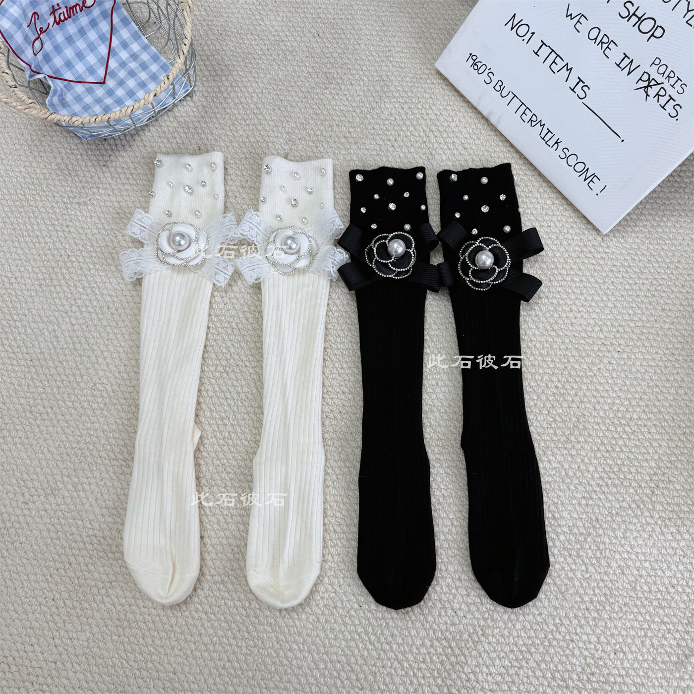 小香风山茶花羊毛小腿袜秋冬厚款双针百搭防滑长袜满钻轻奢及膝袜,女士内衣/男士内衣/家居服,长筒袜,淘宝优惠券,粉丝福利购,淘宝优惠卷