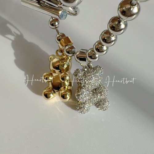 明星同款可爱立体小熊满钻项链