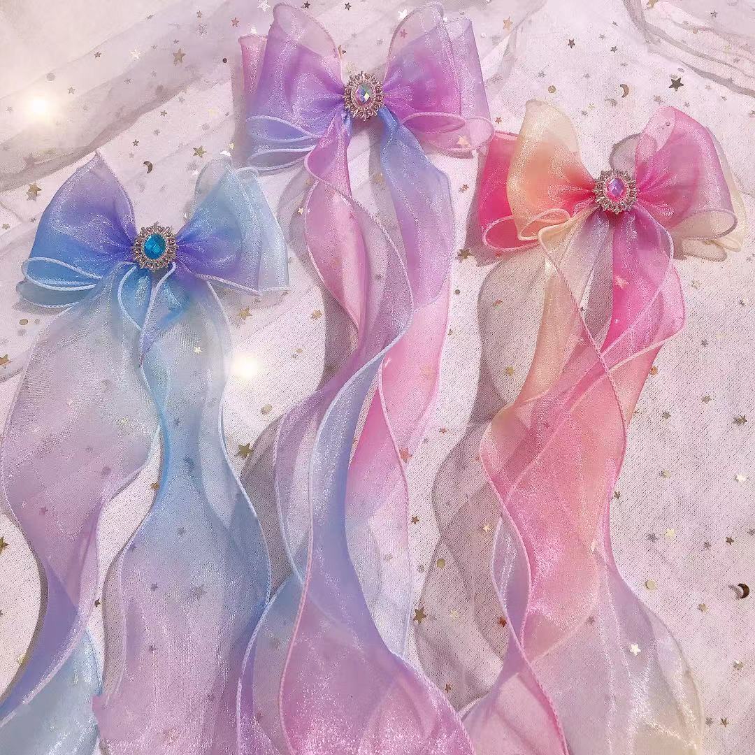 儿童蝴蝶结飘带发夹女可爱公主