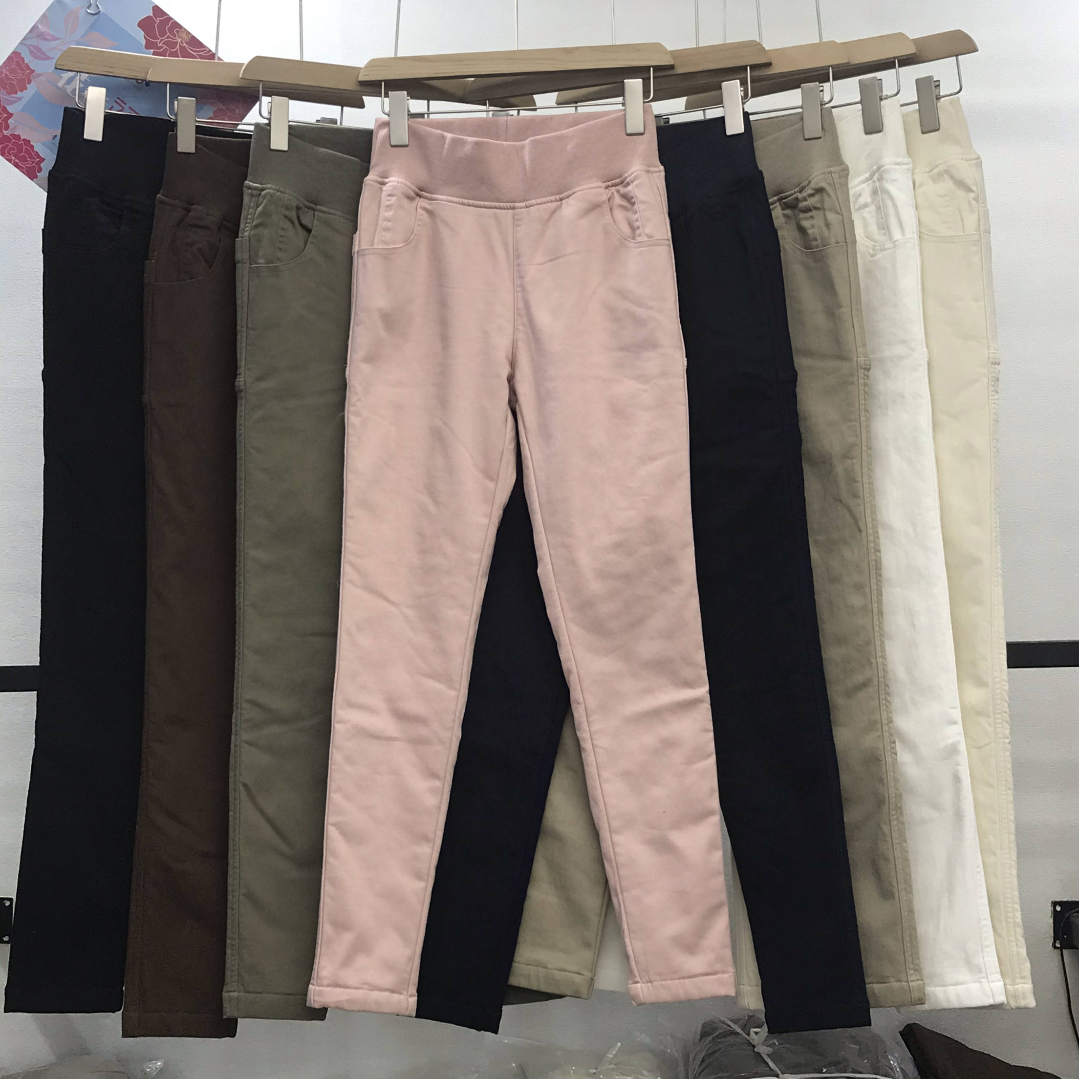 2024冬季新夹棉高腰弹力女长裤