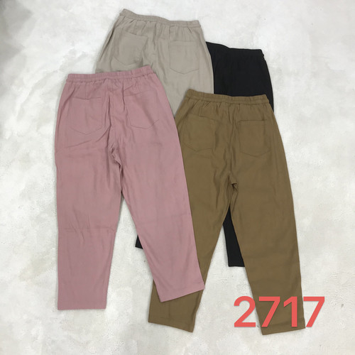 特惠款弹力麻3H品牌2702夏季松紧腰多色多款薄款百搭高腰小脚裤